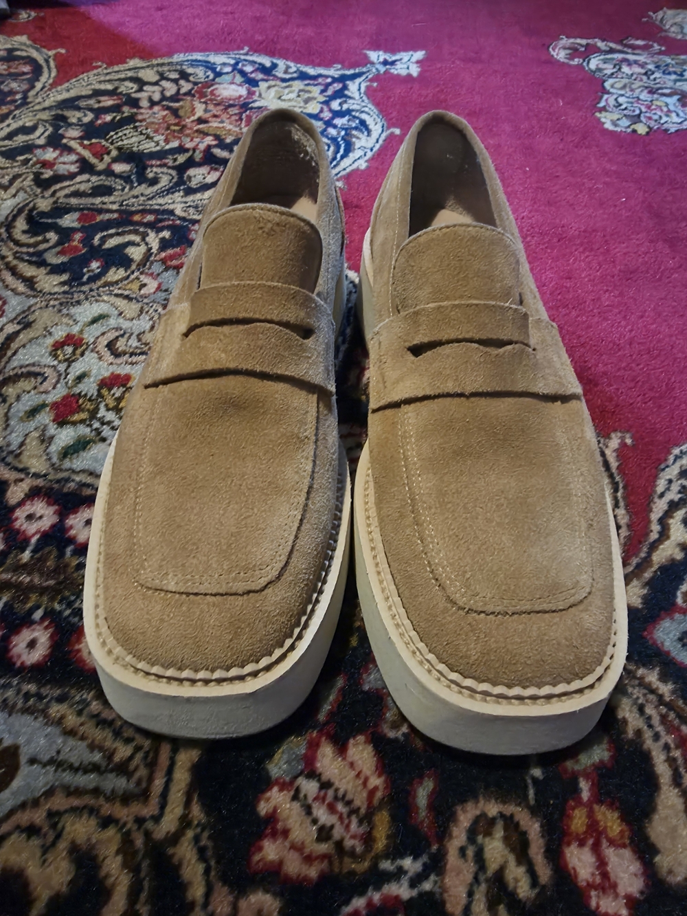 Tan Suede Penny Loafers - Casual Slip-On Shoes Italian Made